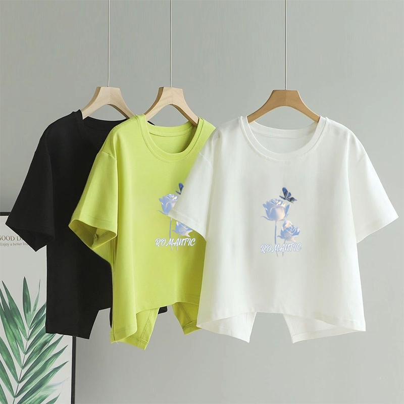 เสื้อครอปสั้นทรงหลวมทันสมัยและใส่ได้หลา Oversize เสื้อยืดแขนสั้นสำหรับผู้หญิง มี slits ด้านหลัง สไตล์ใหม่สำหรับฤดูร้อน ราคา ถูกที่สุด ดีลบีเคเค แกลเลอรีภาพที่ 6