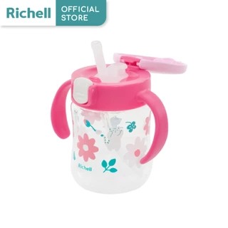 Richell(ริเชลล์) MUGOOD! strawcup ลายใหม่ แก้วหัดดื่มกันสำลัก คว่ำไม่หก ตกไม่แตก ขนาด 200ml