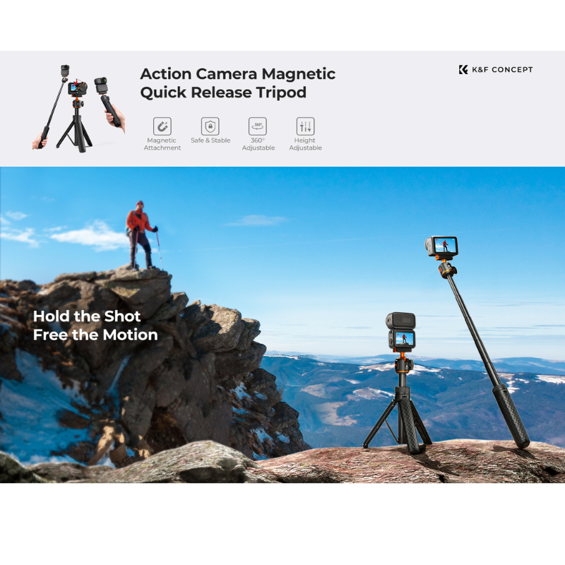 K&F DJI Osmo Nano/Action 6 ไม้เซลฟี่ขาตั้ง Magnetic Quick Release Tripod (KF09.181) - รูปที่ 6