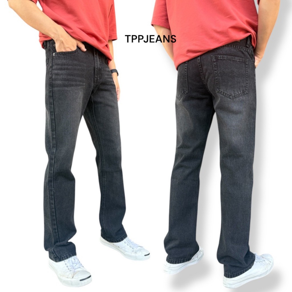 JEANSEXPRESS Straight Denim กางเกงยีนส์ชายสีดำฟอก ทรงกระบอก ผ้านิ่ม ใส่สบาย Size28-36 รับชำระปลายทาง
