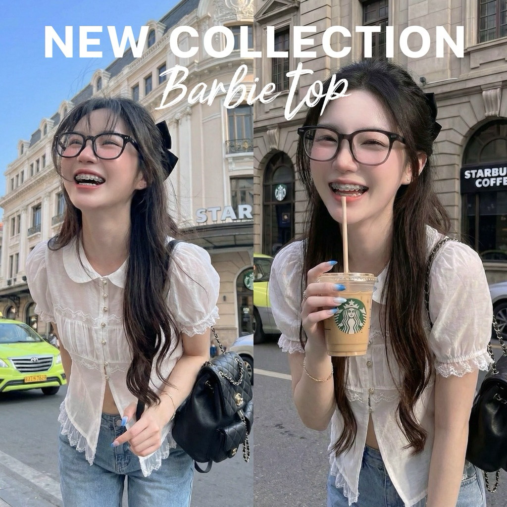 Barbie Top (เสื้อคอบัว แขนตุ๊กตา #A1931)