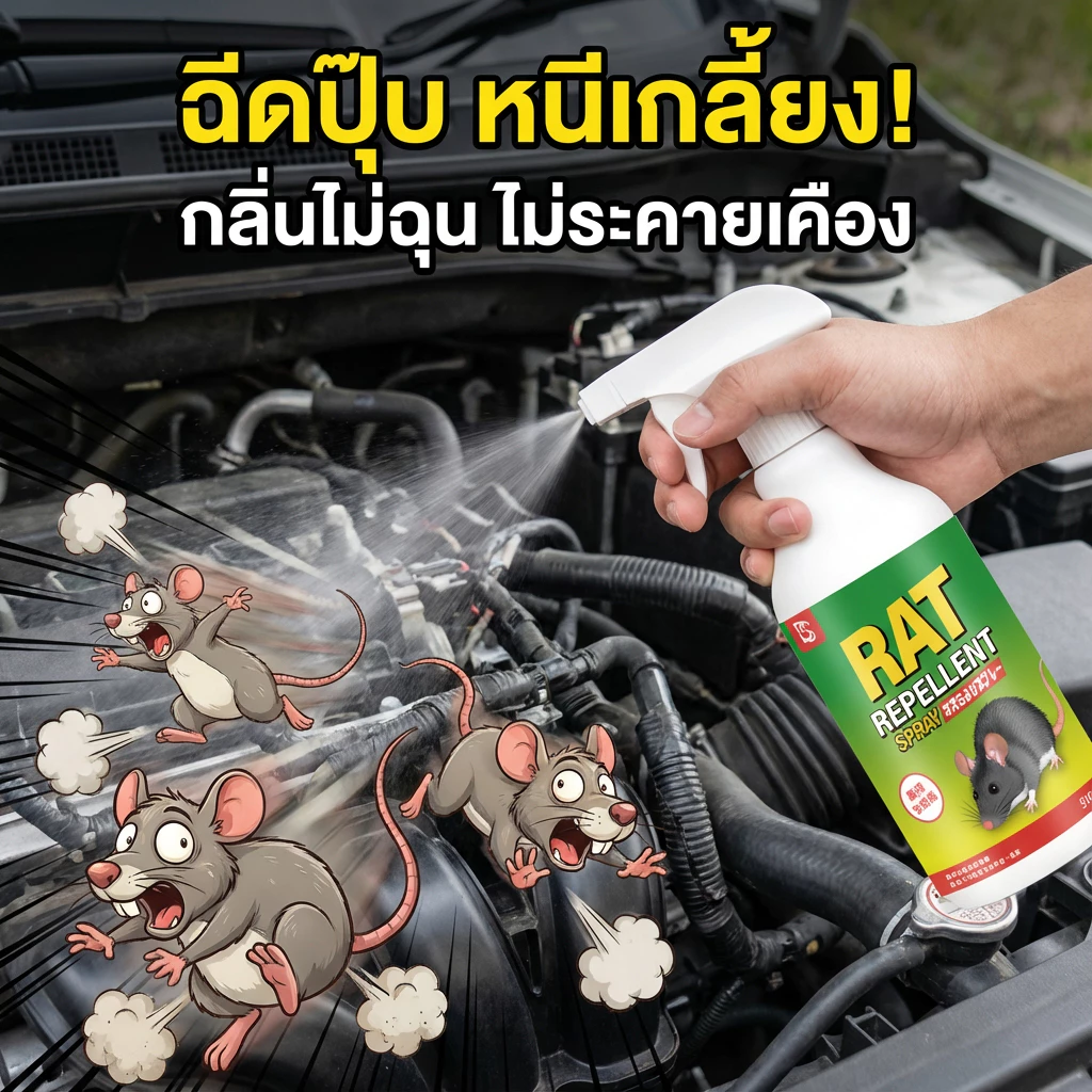สเปรย์ไล่หนู 500ml ไล่หนูได้ผลเร็ว น้ำยาไล่หนู สารสกัดธรรมชาติ ใช้ได้ในรถ บ้าน ห้องเครื่อง สัตว์เลี้ยงปลอดภัย