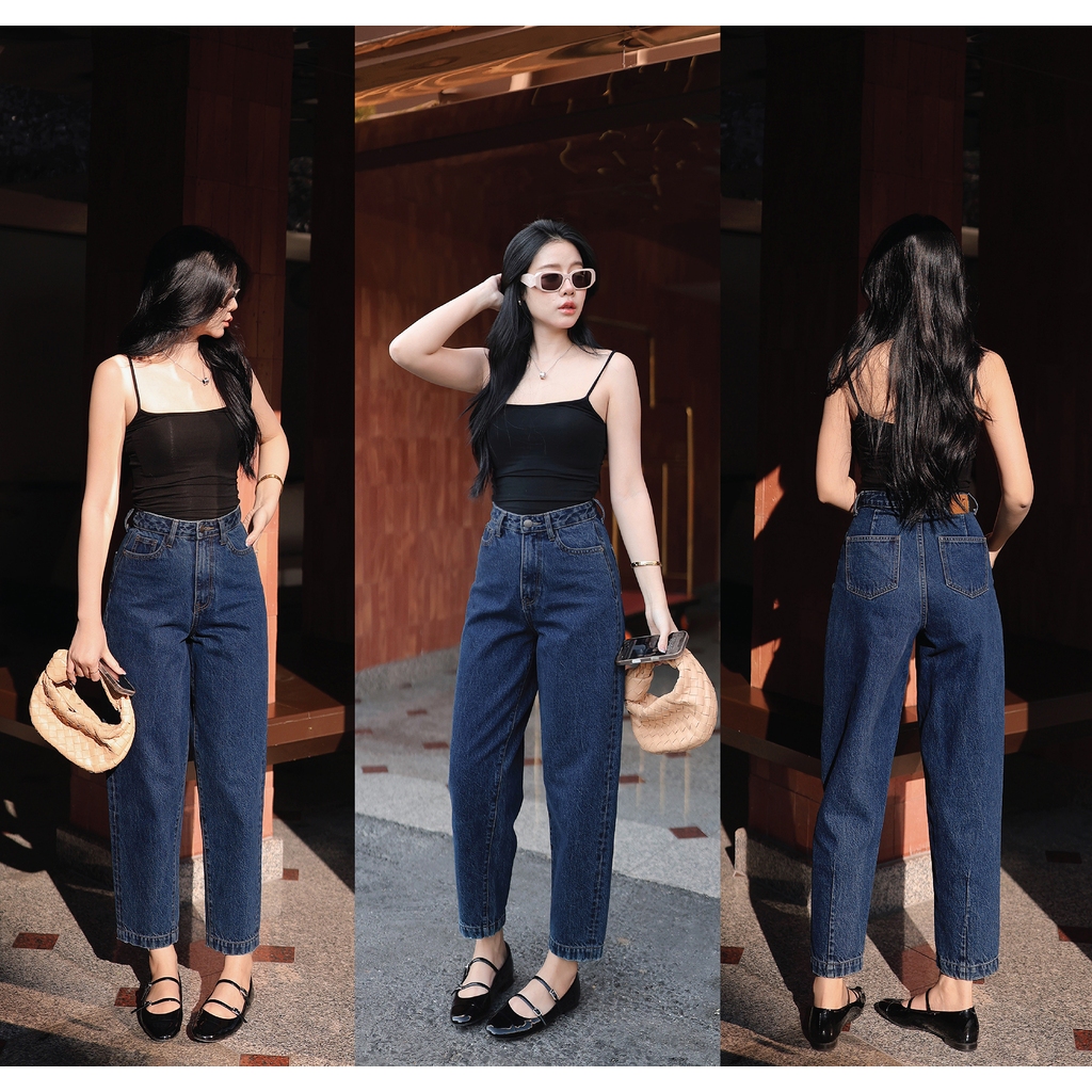 N7078 MOM LOOSE-FIT JEANS (Dark Blue) - NUMBERSEVEN