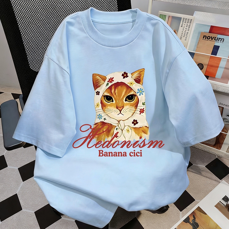 【ส่งด่วน24ชม.】AD8830 เสื้อยืดลายแมว เสื้อใจ ผ้านุ่ม ใส่สบาย เกลี้ยงเกลา ส่งจากBKK24ชม.