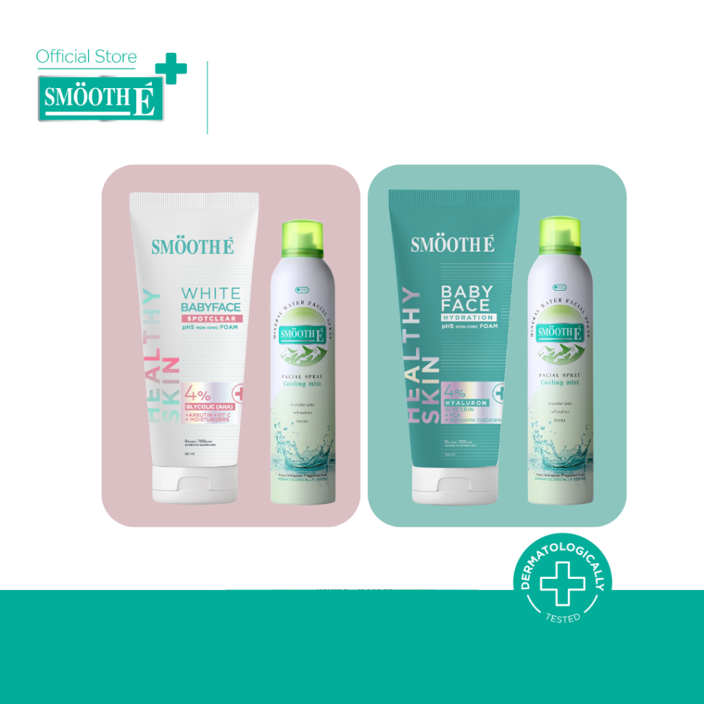 [ซื้อ 1 ฟรี 1] Smooth E Babyface Foam 180 ml. free Smooth E Mineral Spray 100 ml.