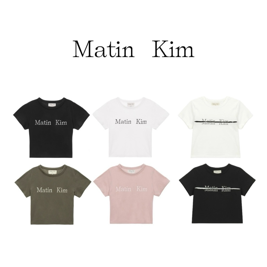🛒พร้อมส่ง/ส่งด่วน Matin Kim Logo Crop Top Cutted