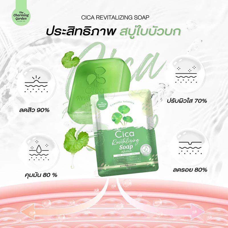 The Charming Garden Cica Tomato Gel Cream เจลกู้ผิว ใบบัวบก สบู่ ล้างหน้า ครีมซิกก้า มะเขือเทศ — صورة 7