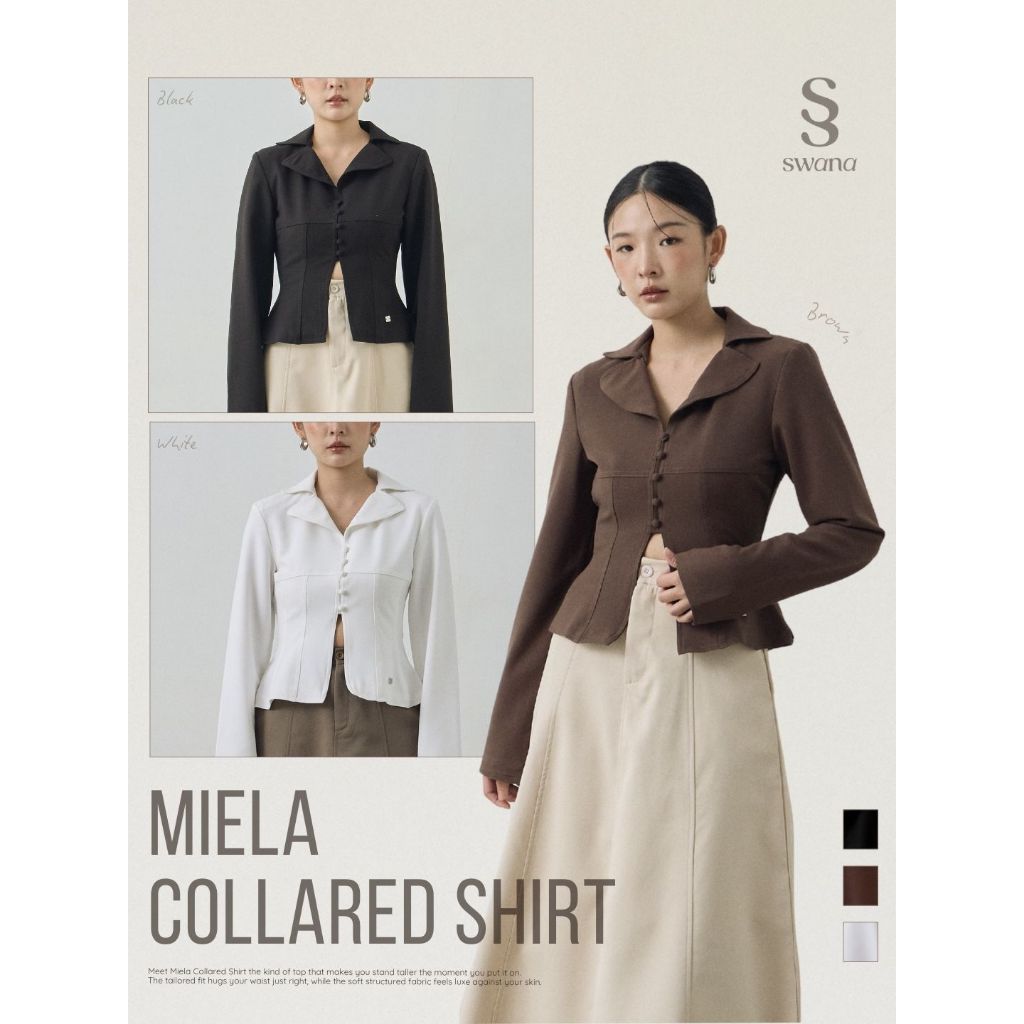 Swana.ss - Miela collared shirt [มี-เอ-ร่า] XS-XL แค่เสื้อ เสื้อแขนยาวคอปก
