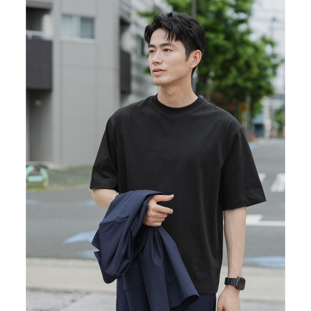 GLOBAL WORK เสื้อยืด ทรงหลวม เย็นสบาย Sweat stain-reducing clean T-shirt