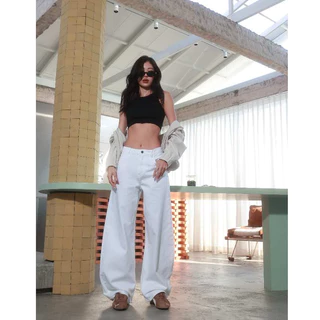 ยีนส์ Nammon Jeans BA06-BA08 กางเกงยีนส์ทรงบาเรลใหญ่กระบอกโค้ง รุ่น MyBlue gray Barrel,White Moon Barrel - ผ้าไม่ยืด