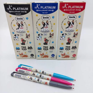 🎀กล่อง 12 ด้าม (469)🎀ปากกาลูกลื่นด้ามการ์ตูนDOG หัว0.38 มิล แบบหัวกด เขียนลื่น เขียนดี เครื่องเขียนสำนักงาน โรงเรียน