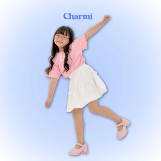 VIDA - CHARMI รองเท้าส้นสูงเด็กผู้หญิงสายคาดประดับมุกตกแต่งโบว์ ไซซ์ 31-36