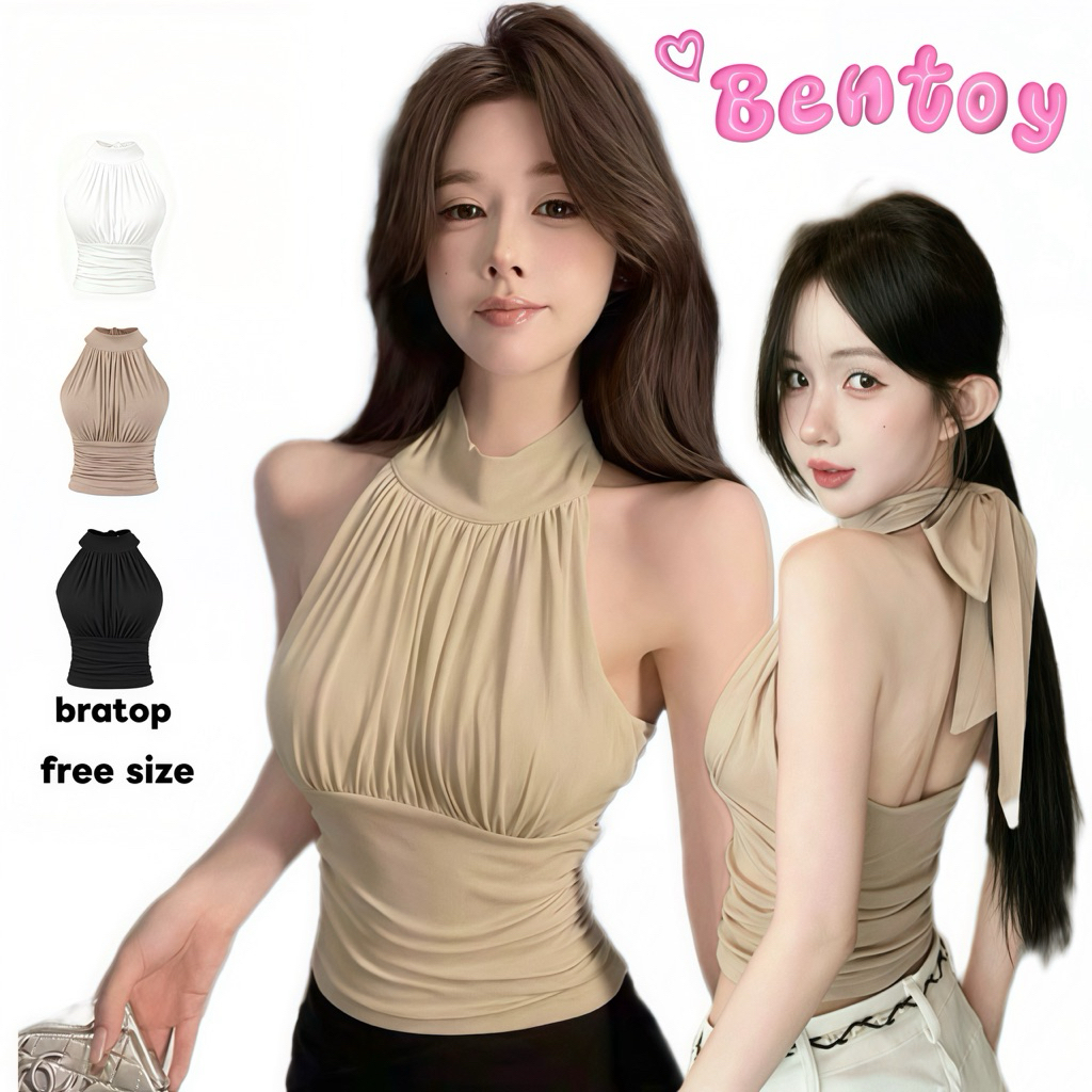 Bentoy(25017)เสื้อเกาะอกสายคล้องคอ ติดเพชรดูหรูหรา ใส่แล้วหุ่นดีเป๊ะ สวยเซ็กซี่แบบมีคลาส สายฟิตติ้งต้องลอง