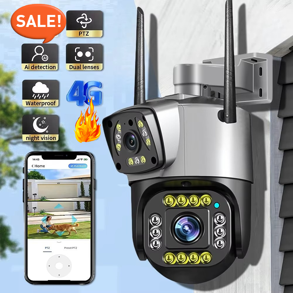 กล้องวงจรปิดไร้สาย 4G V380 กล้องคู่ กันและกลืนกล้องบอล 360องศา | กรอบภาพคู่ มุมมองครบวง สำหรับใช้ในบ้าน