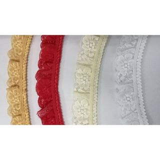 [044] ลูกไม้ผ้ายืดระบาย 4 เซนติเมตร ลูกไม้ขอบยืด ตกแต่งแขนเส…