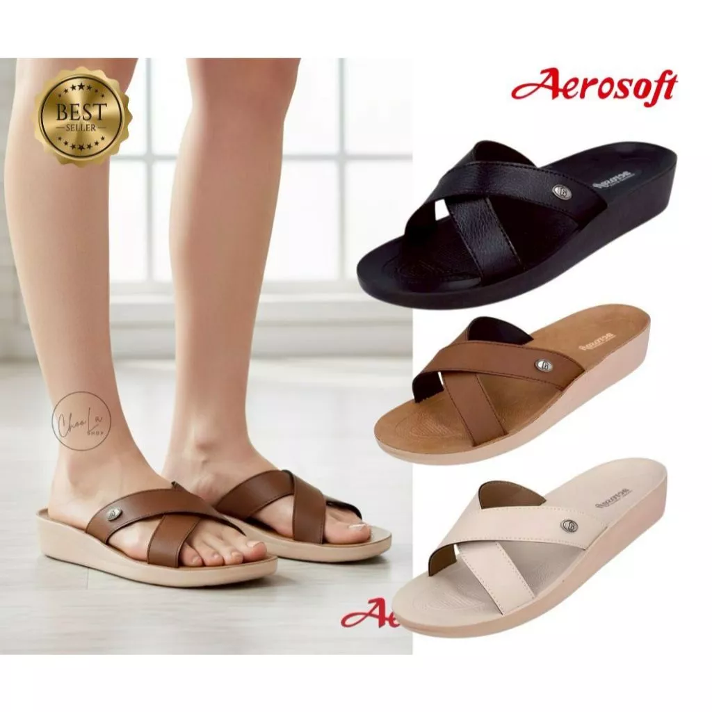 Aerosoftรองเท้าแตะผู้หญิงเพื่อสุขภาพ ลำลองเดินเบาสบายเท้าเปิดส้น งานสวย แอโรซอฟรุ่น Easy31