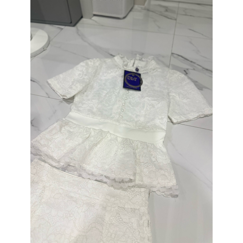(หน้าผ้าเล็ก1 นิ้ว) เสื้อ 21“ กระโปรง 37”) ชุดเซตกระโปรง ชุดลูกไม้ สีขาว ผ้านิ่ม งานป้าย chalita ราคา ถูกที่สุด ดีลบีเคเค แกลเลอรีภาพที่ 5