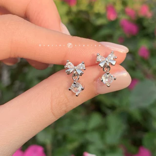 🎀✨ ต่างหูโบว์เพชรตุ้งติ้ง (A2501014)