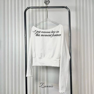 ( Zanvis tee )เสื้อยืดแขนยาวปาดไหล่จั้มเอวทรงสวย , กางเกงขาสั้น ผ้าคอตตอลยูนิ นุ่มยืดเยอะ สกรีนลาย