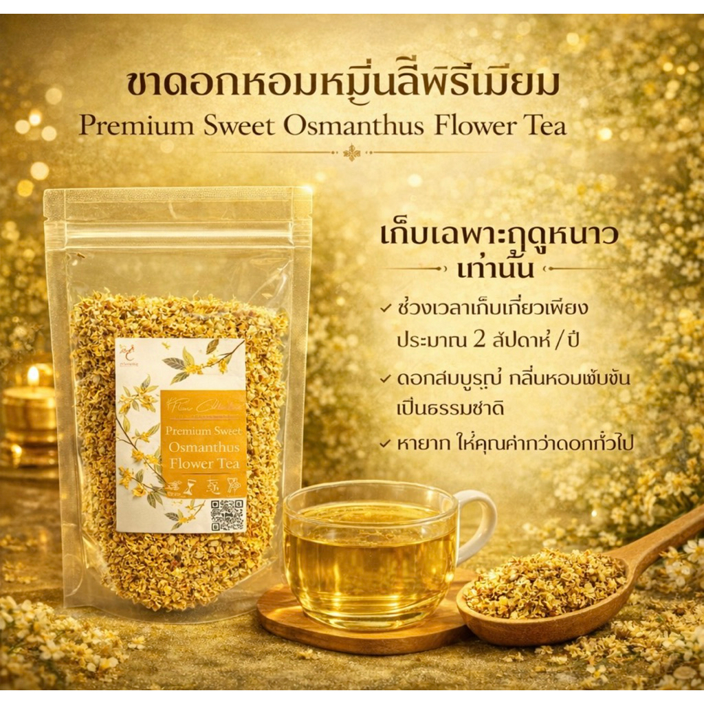 ชาดอกหอมหมื่นลี้ พรีเมี่ยม Premium Sweet Osmunthus Flower tea ขนาด 30 กรัม
