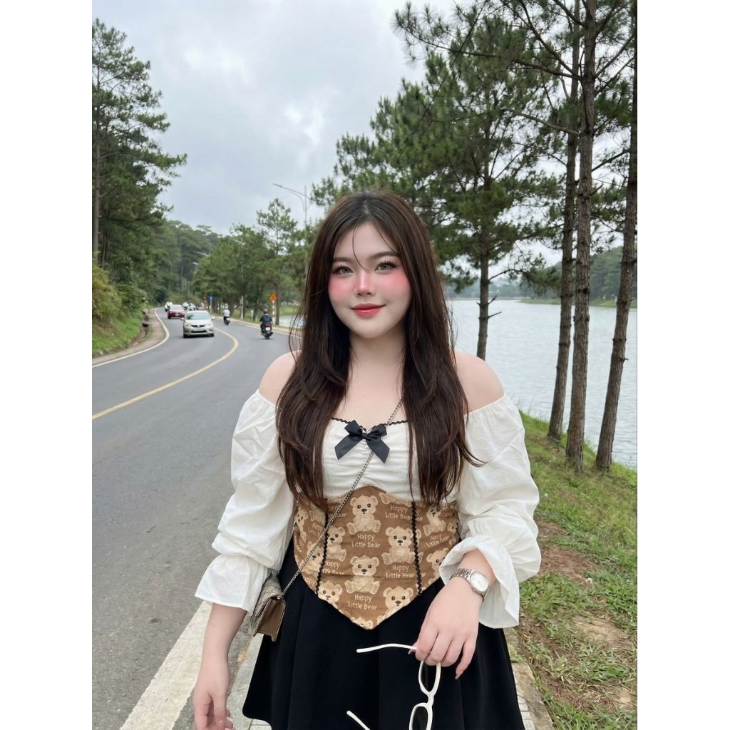 ชุดเซ็ตสาสอวบ เสื้อ+กระโปรง(ซับในกางเกง) อก36-46 เอว32-44 สพ56 - รูปที่ 2