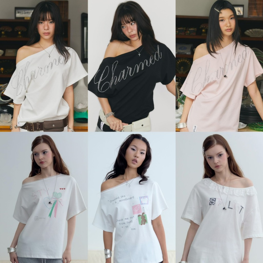 (ซื้อ2ตัวลดเพิ่ม100฿) STYLIST (S-3XL) -T-Shirts-Ruzee-008 ปาดไหล่
