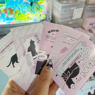 🩷✨(New)พร้อมส่ง!สติ๊กเกอร์ซีล แพค20ชิ้น สไตล์เกาหลี ขอบคุณ สีชมพู น้องแมวน่ารัก แพคการ์ด