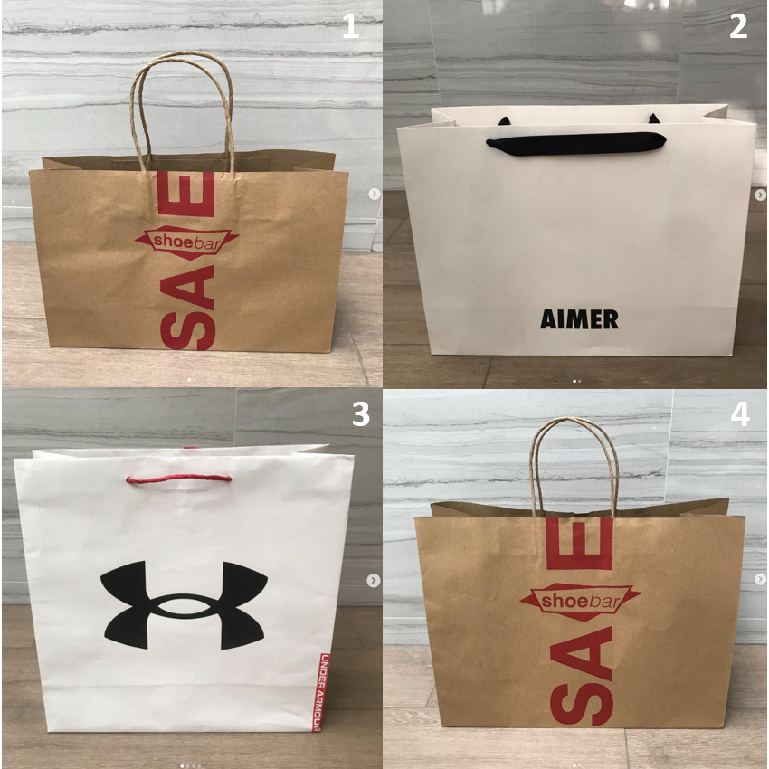 ถุงกระดาษ ถุงรองเท้า SHOE BAR , AIMER , Underamour  ของแท้ ใส่ของ ใส่เสื้อ สวยหรู เรียบๆ สายแข็งแรง 