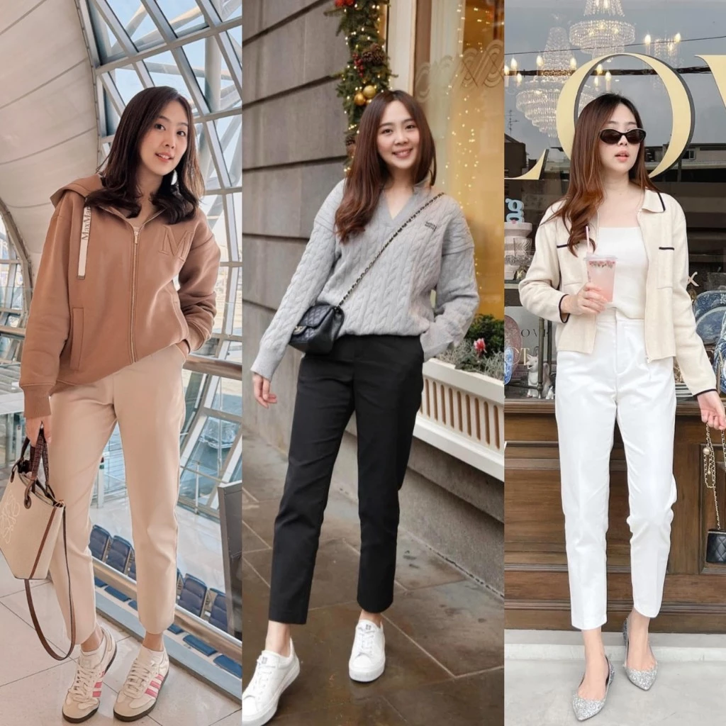 CREEK PANT กางเกงเก้าส่วน ซิปหน้า ขากระบอก กระเป๋าข้าง ผ้าคอตตอนผสมดีชนะเลิศ ทรงสวยมากๆ