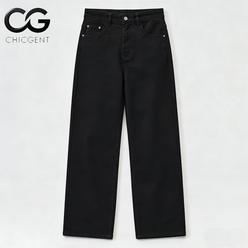 CHICGENT COD กางเกงยีนส์ผู้ชาย กางเกงยีนส์ขากระบอกตรง Baggy Jeans ยีนส์ ขาว ดำ