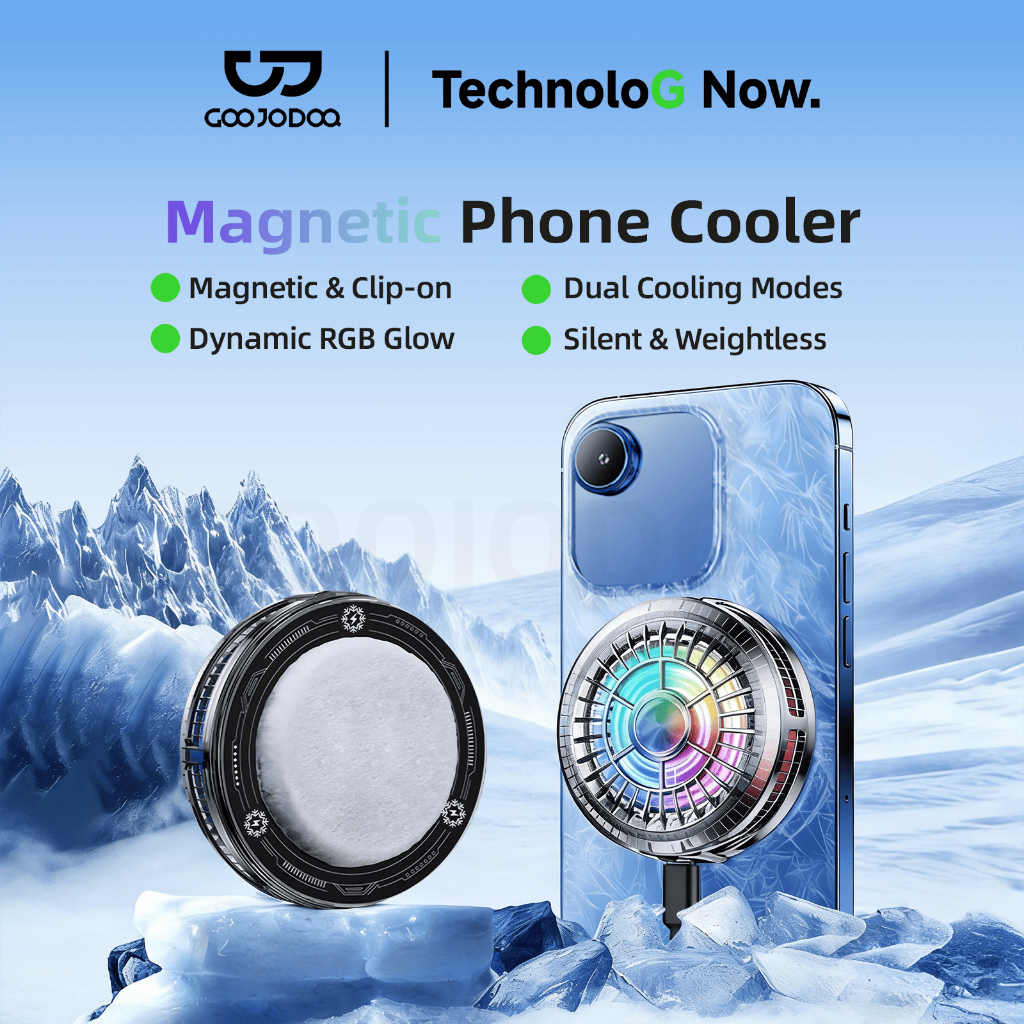 GOOJODOQ เครื่องทำความเย็นโทรศัพท์มือถือ Phone Cooler RGB เสียงรบกวนต่ำ ปรับระดับกำลังไฟได้