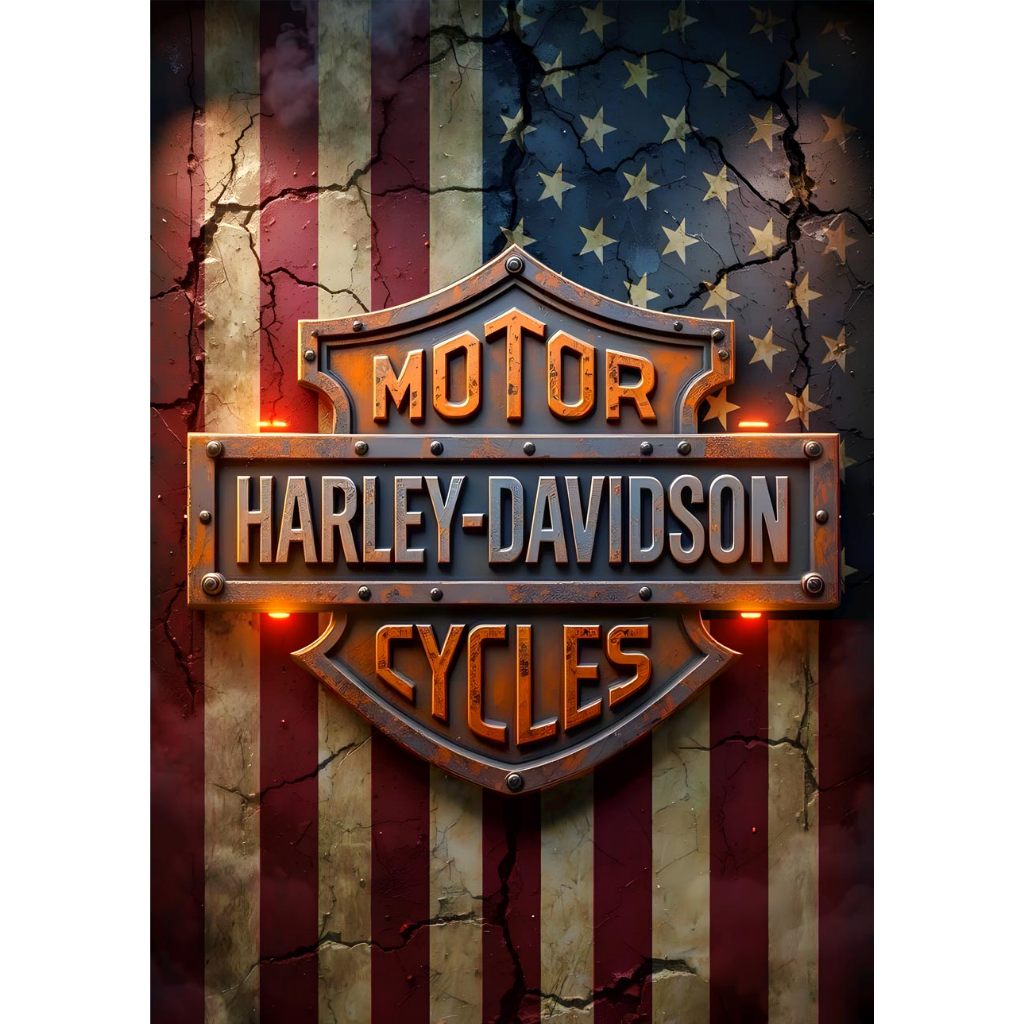 โปสเตอร์ รถมอเตอร์ไซค์ กราฟฟิก โฆษณา Harley Davidson LOGO POSTER 11.5"x16.5" นิ้ว A3 MOTORBIKES Advertising Sign LIMITED