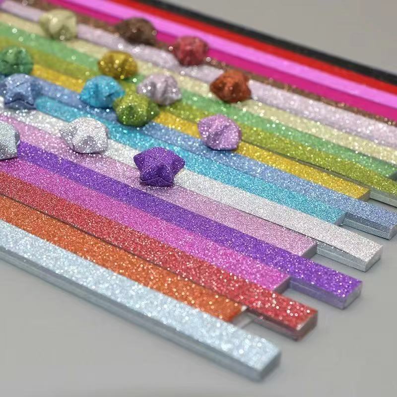 🎀พร้อมส่ง 🎀กระดาษพับดาว 540แผ่น สีพาสเทลและเรืองแสง พับง่ายไม่เจ็บมือ