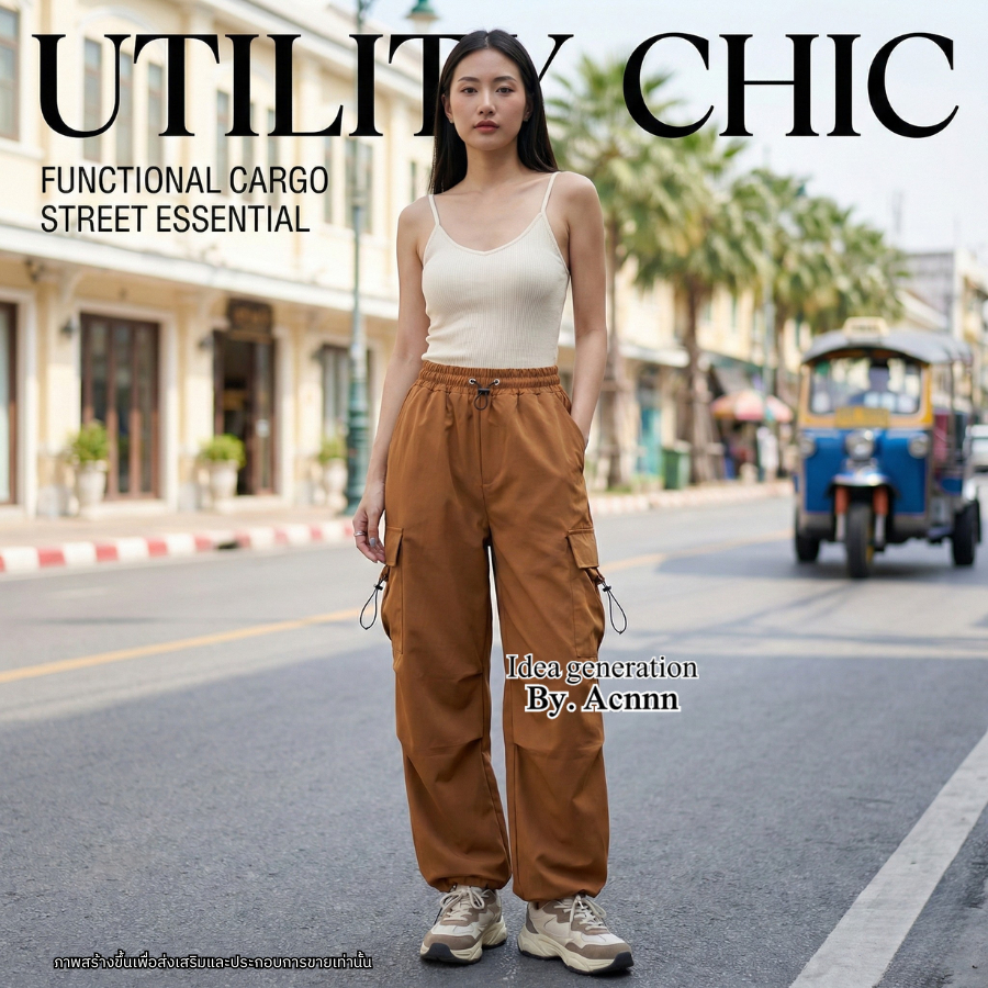 Perfect  กางเกงเอวสูง กางเกงคาร์โก้ผู้หญิง มีทั้งหมด 5 สี เอวยางยืด มีกระเป๋าล้วงสองใบ เหมาะกับเสื้อทุกสไตล์