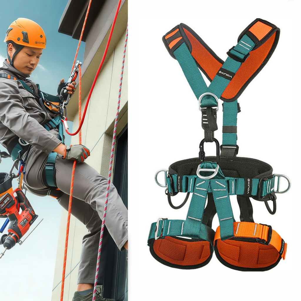 เข็มขัดเซฟตี้แบบเต็มตัว Full Body Harness 5 D-ring ยี่ห้อ : Xinda XD-9583 สีเขียว