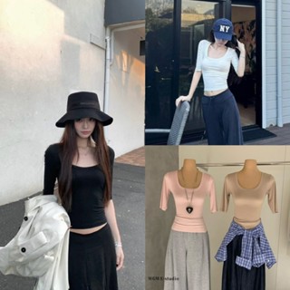 เสื้อยืดคอยูผ้ายืดรุ่น 9026 TAG WG.WE 🇰🇷