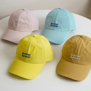 [W0373] หมวกแก๊ป หมวกเบสบอล ผ้าร่ม ปัก Summer สีสันสดใส ใส่ได้ทุกเพศ สายปรับได้ ใส่สบายงานน่ารัก
