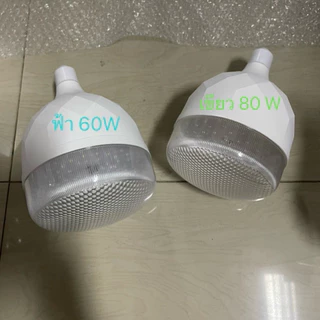 ไฟล่อหมึก กระบอกหน้าใสไฮพาวเวอร์ LED 60-80W ขั้วห้อย E27 มีรับประกันสินค้า 175-250V สีฟ้า เขียว