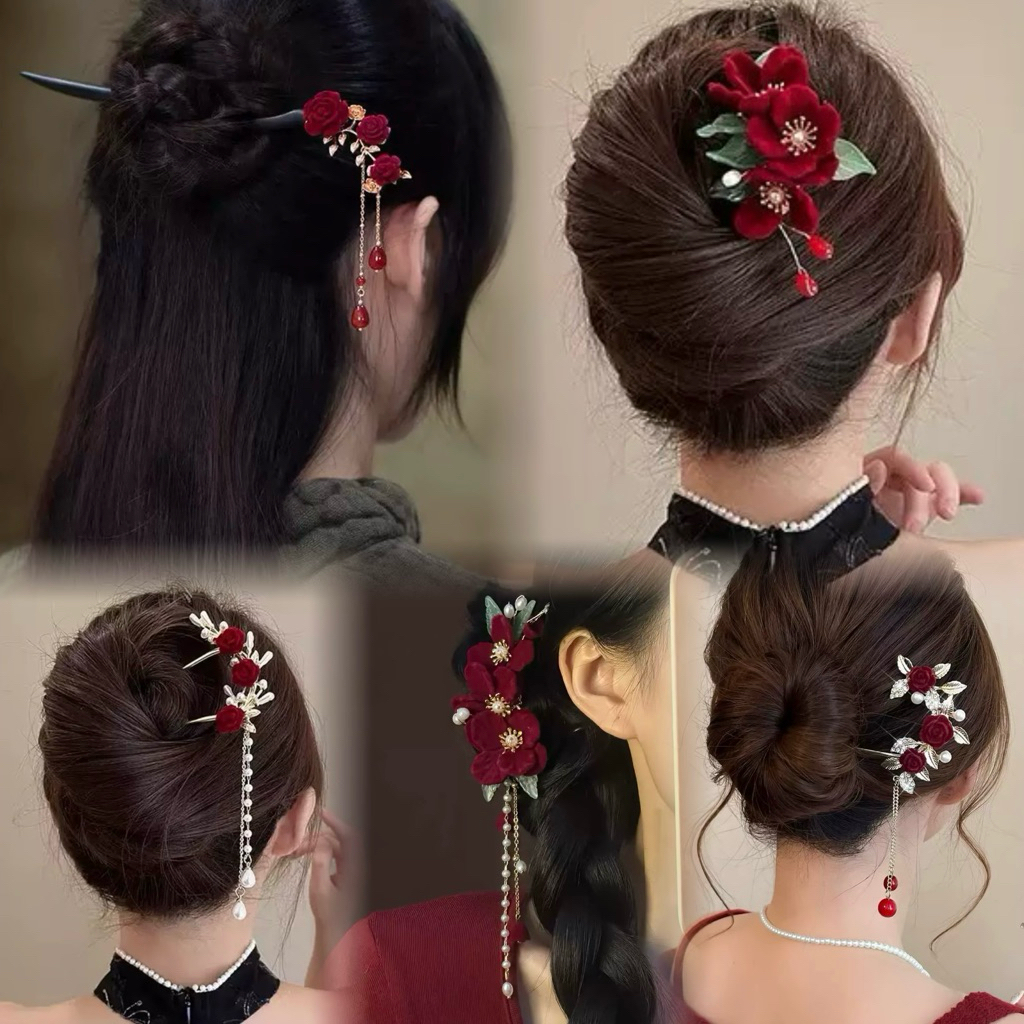 ปิ่นปักผมดอกกุหลาบ งานสวย มีแบบเยอะ พร้อมส่ง