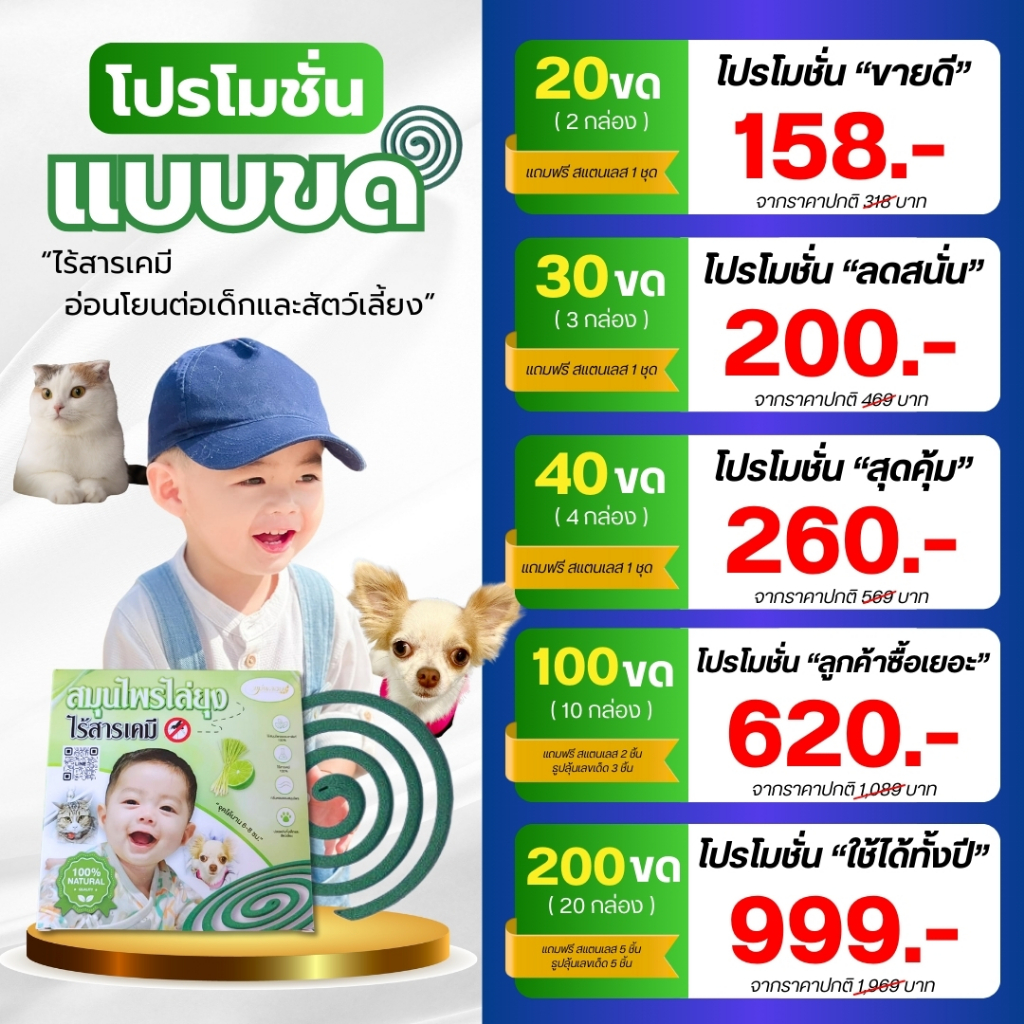 ผลิตภัณฑ์ไล่ยุงสมุนไพร โปรโมชั่นแบบขด