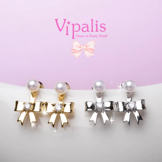 Vipalis พร้อมส่ง ต่างหูโบว์คริสตัลไข่มุก | Bow Pearl Crystal Earrings | Post Pin Silver 925