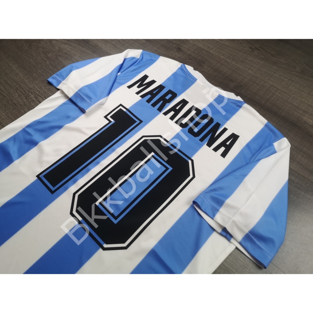 [Retro] - เสื้อฟุตบอล ทีมชาติ อาเจนตินา Home ฟุตบอลโลก ปี 1986 เบอร์ชื่อ 10 MARADONA