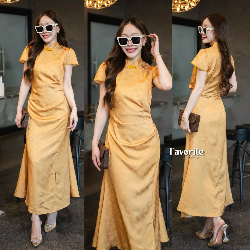 🌈🌿🌺🌼🌸🧡🧧Qipao Short Sleeve Maxi Dress