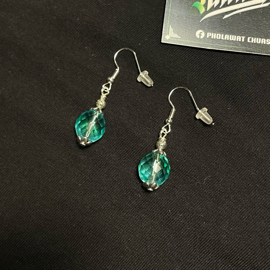 “NIN” ต่างหูแก้วยูเรเนียม-Uranium glass earrings