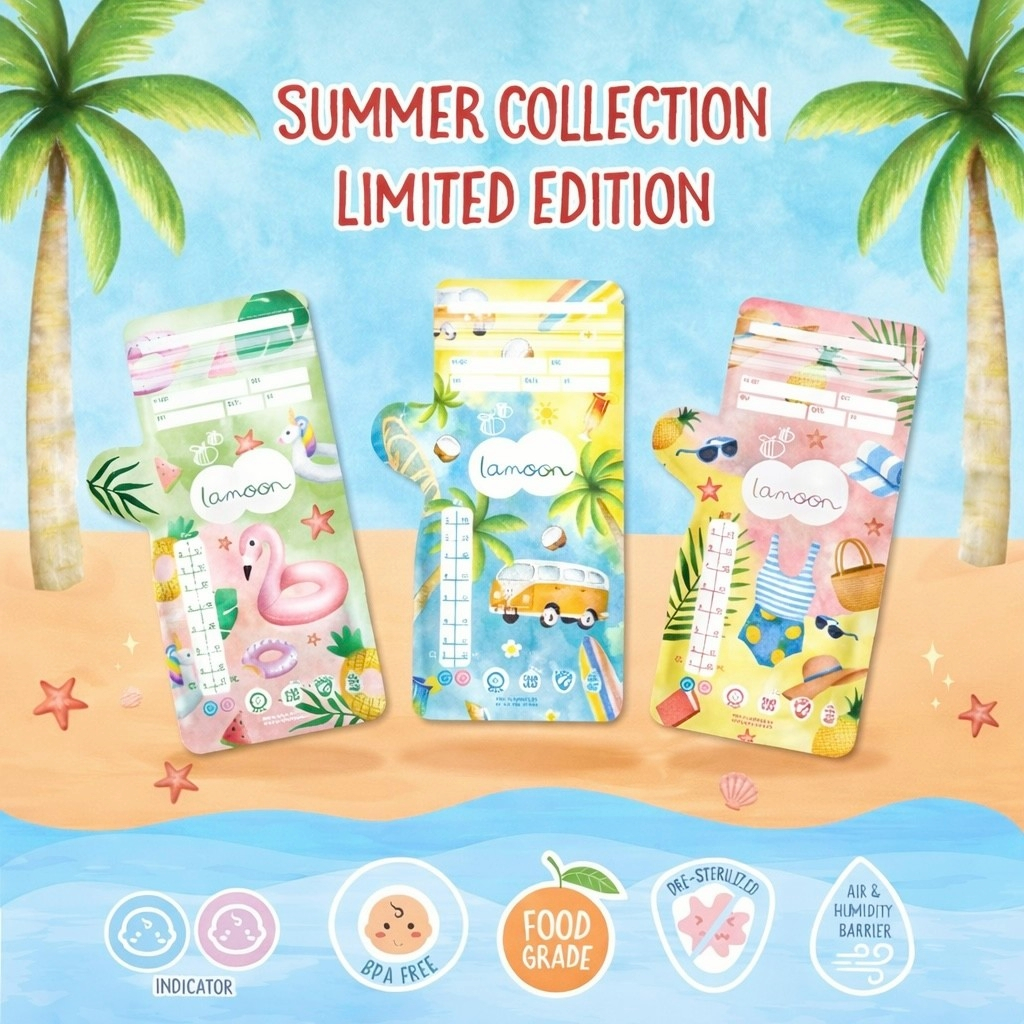 Lamoon  ถุงเก็บน้ำนม Summer Collection (Beach) คละขนาด