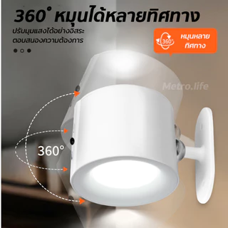 ไฟกลางคืนติดผนัง RGB15สี พร้อมรีโมทแต่งห้อง หมุนได้ หรี่แสงได้ โคมไฟอ่าหนังสือ ชาร์จUSB โคมไฟหัวนอน