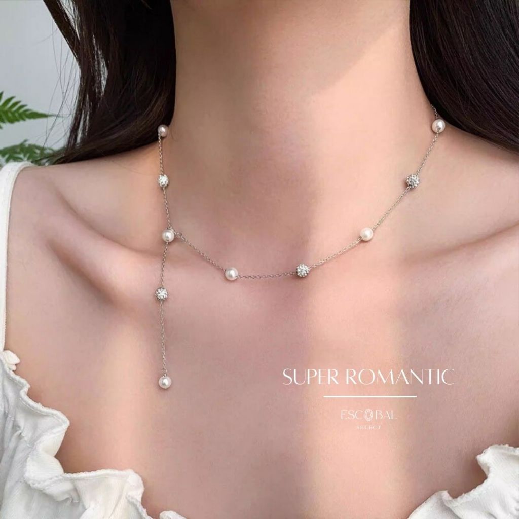 ESCOBAL สร้อยคอเท่ๆ Super Romantic สร้อยไข่มุก สร้อยเงินแท้ มีเอกลักษณ์ สร้อยคอแฟชั่น วาเลนไทน์