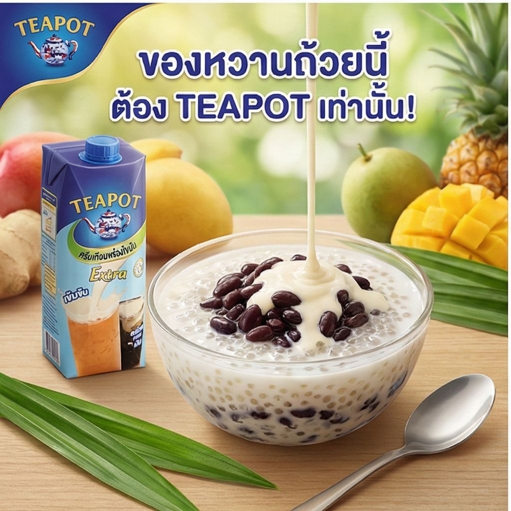 TeaPotExtra ทีพอท เอ็กซ์ตร้า นมข้นจืด ขนาด 1000 มล.×12 กล่อง.(ยกลัง). ราคา ถูกที่สุด ดีลบีเคเค แกลเลอรีภาพที่ 6