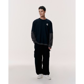 DOUBLE LAYERED LONG-SLEEVE T-SHIRT WITH LOGO EMBROIDERED