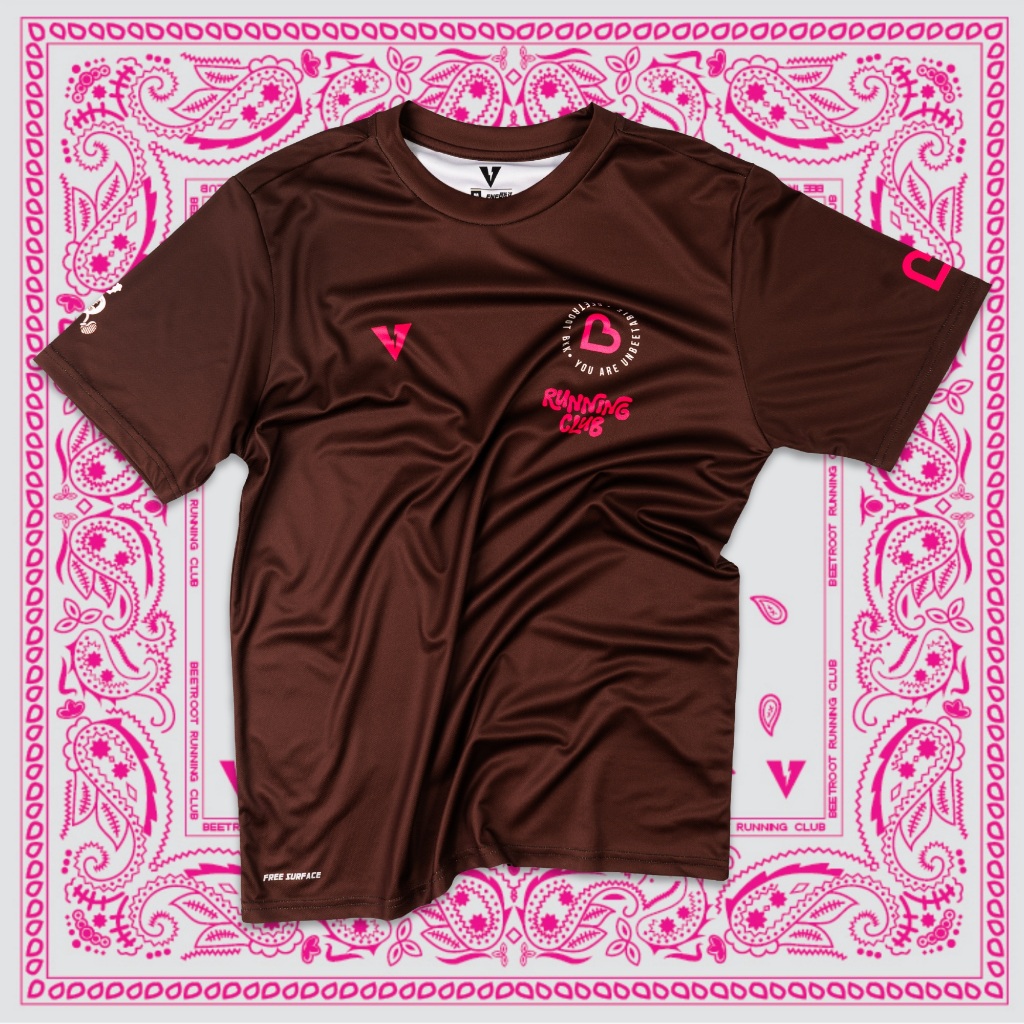 VOLT RUNNING x BEETROOT เสื้อวิ่งแขนสั้น รุ่น ACCE 004 ลายเสือ Running Club สีน้ำตาล